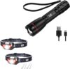 Lighting EVER LED Rechargeable Headlamp & Flashlight Bundle