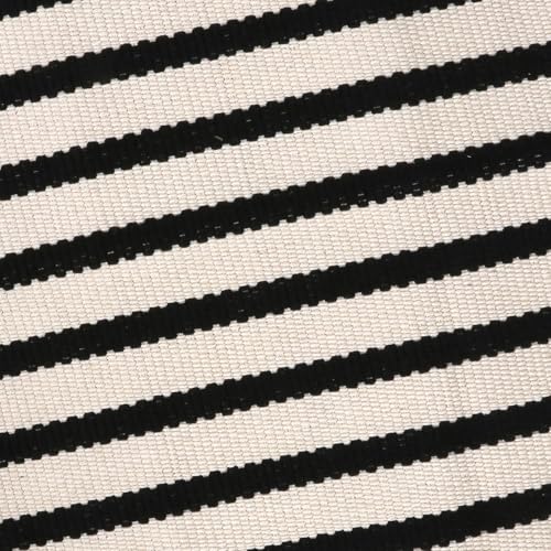 LEEVAN Black And White Striped Outdoor Rug - Image 5