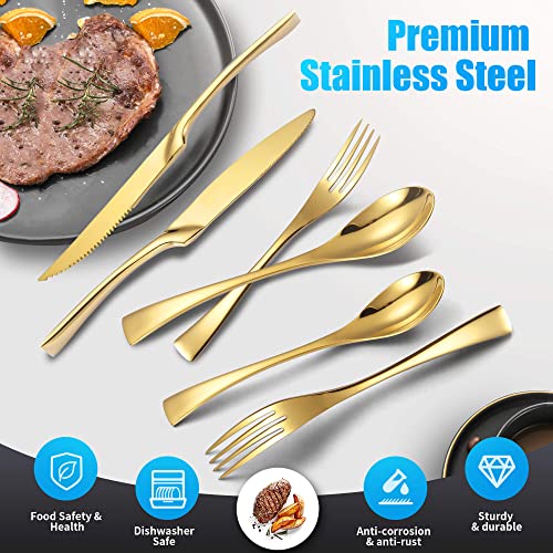 Lemeya Gold Silverware Set, 24-Piece Stainless Steel - Image 3