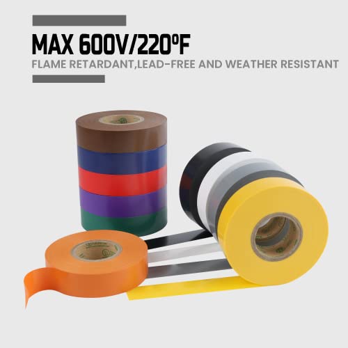 Lichamp Colored Electrical Tape 10-Pack Waterproof - Image 3