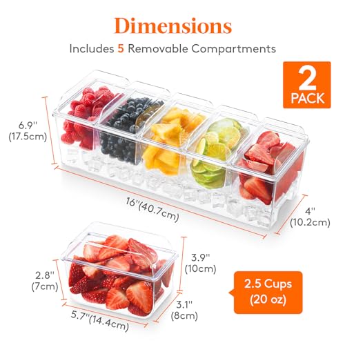 Lifewit Ice Chilled Condiment Caddy With Containers - Image 3