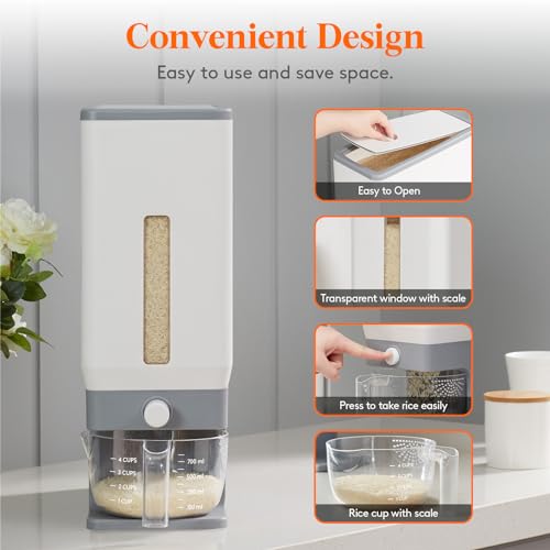 Lifewit Rice Dispenser 25 Lbs Sealed Container - Image 5