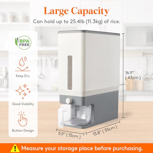 Lifewit Rice Dispenser 25 Lbs Sealed Container - Image 2