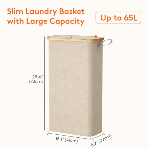 Lifewit Slim Laundry Hamper With Bamboo Handles - Image 3