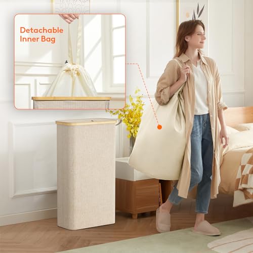 Lifewit Slim Laundry Hamper With Bamboo Handles - Image 4