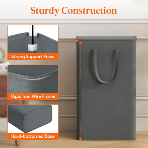 Lifewit Slim Laundry Hamper with Lid, 65L - Image 4