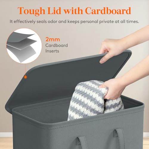 Lifewit Slim Laundry Hamper with Lid, 65L - Image 5