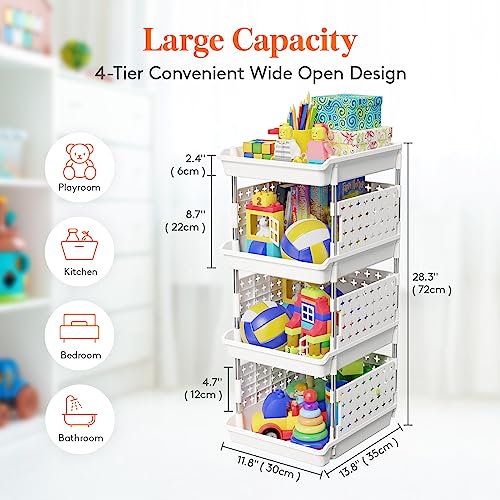 Lifewit Stackable Storage Baskets, 4 Tier Bins - Image 3