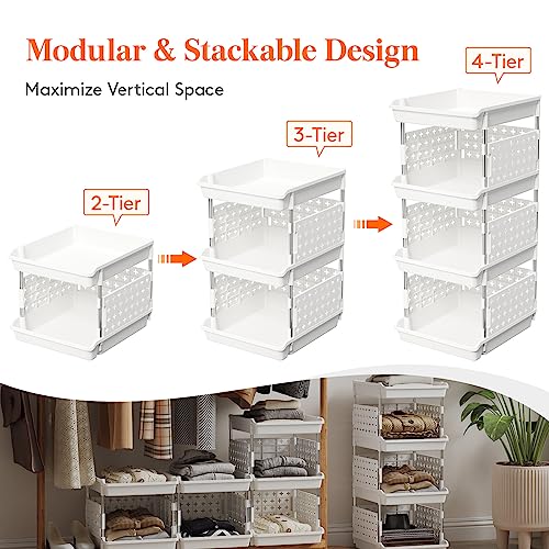 Lifewit Stackable Storage Baskets, 4 Tier Bins - Image 4