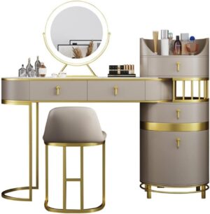Suuim Lighted Rock Slab Makeup Unit (D Light Grey)