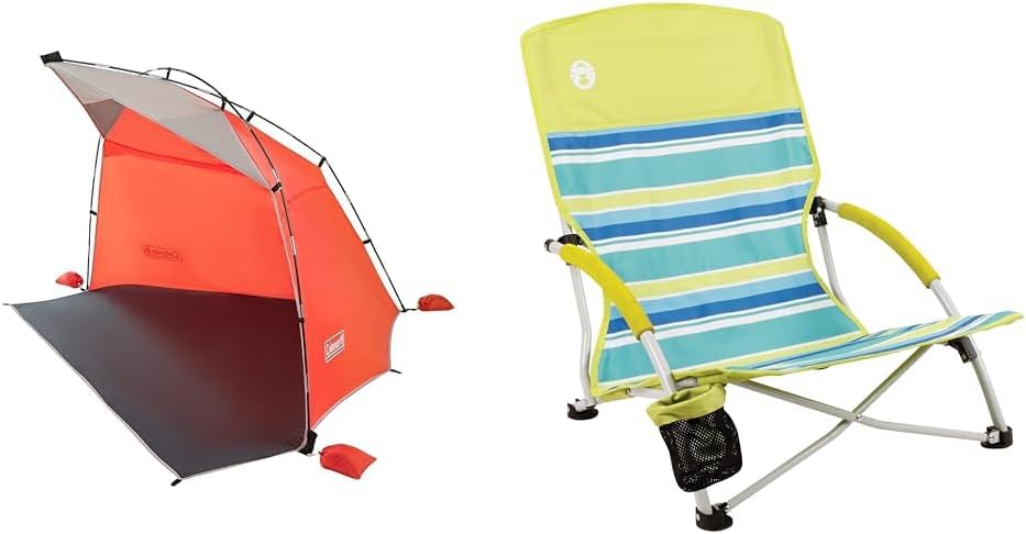 Coleman Lightweight Beach Canopy Tent & 21" Folding Beach Chair