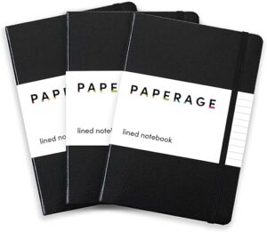 PAPERAGE Lined Journal Notebooks, 3 Pack, Hardcover