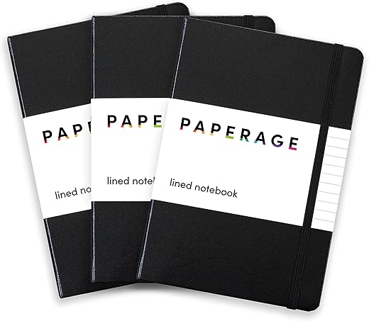 PAPERAGE Lined Journal Notebooks, 3 Pack, Hardcover