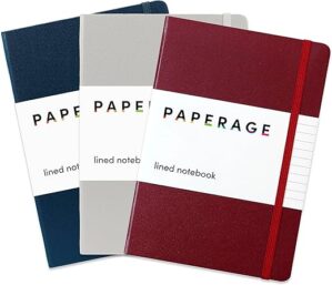 PAPERAGE Lined Journal Notebooks, 3 Pack, Hardcover