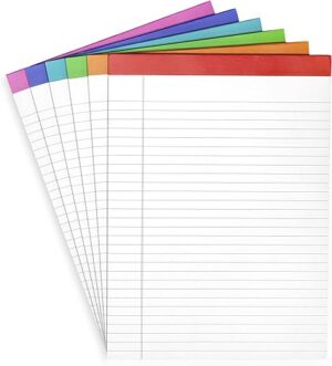 PAPERAGE Lined Legal Pads, Rainbow, 6 Pack