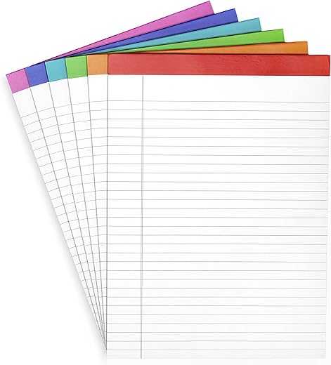 PAPERAGE Lined Legal Pads, Rainbow, 6 Pack