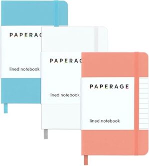 PAPERAGE Lined Pocket Journal Notebook, 3 Pack