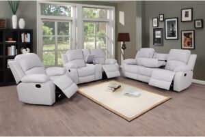 A Ainehome Living Room Grey Microfiber Recliner Sofa Set