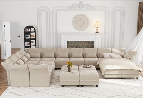 LLappuil Oversized Sectional Sofa Sleeper, Chenille - Image 3