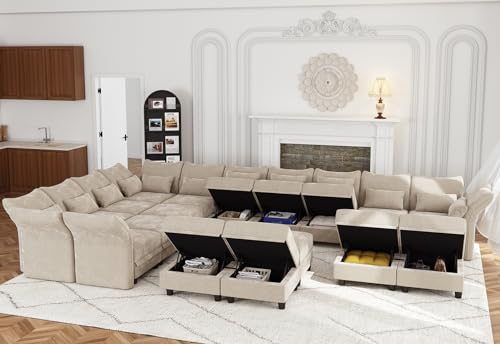 LLappuil Oversized Sectional Sofa Sleeper, Chenille - Image 4
