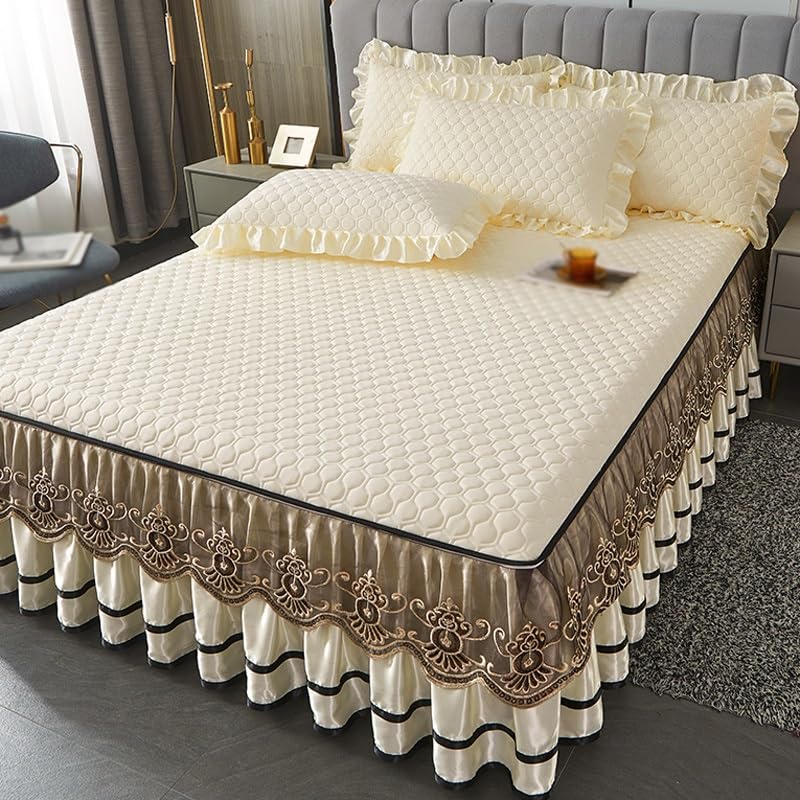 LNYHLXS Mat Bed Skirt Lace Cover (150*200cm) - Image 4