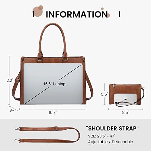 LOVEVOOK Laptop Tote Bag, 15.6 Inch Vintage Briefcase - Image 2