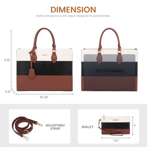 LOVEVOOK Laptop Tote Bag With Clutch Purse - Image 5