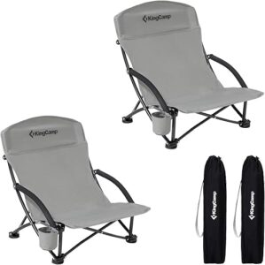 KingCamp Low Folding Portable Beach Chairs With Headrest