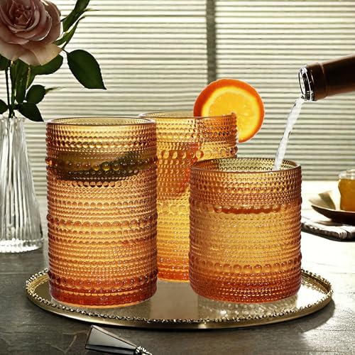 Lumkit Vintage Hobnail Drinking Glasses Set, 8-Piece - Image 4