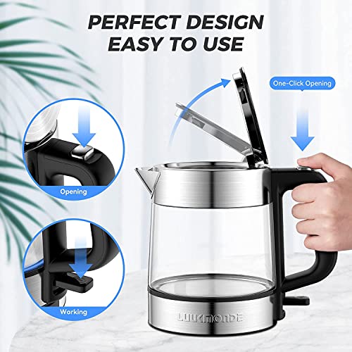 LUUKMONDE Electric Kettle, 1 Liter Glass Boiler - Image 5