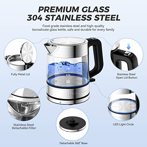 LUUKMONDE Electric Kettle, 1 Liter Glass Boiler - Image 2
