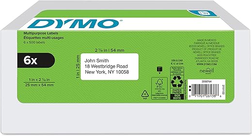 DYMO LW Multi-Purpose Labels, White, 1" x 2-1/8