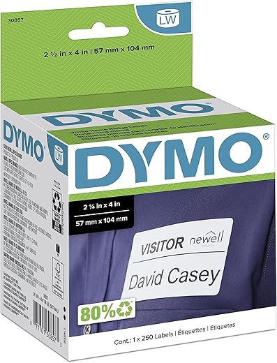 DYMO LW Name Badge Labels, White, 2-1/4" x 4