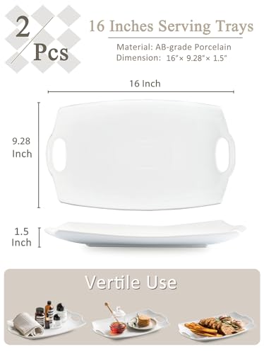 LYEOBOH Serving Tray With Handles, Large Rectangle - Image 2