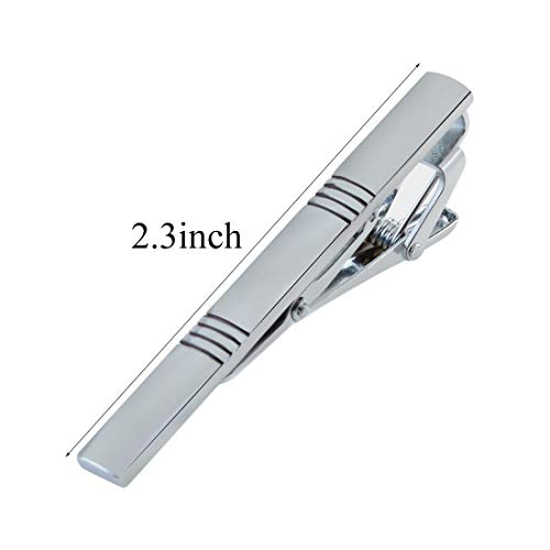 Lystaii Tie Tack Pins Silver Necktie Clips Set - Image 4