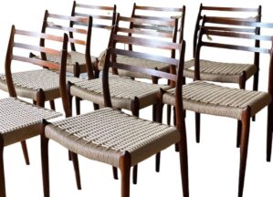 lianBangSeaHorse Mahogany Paper Rope Dining Chairs