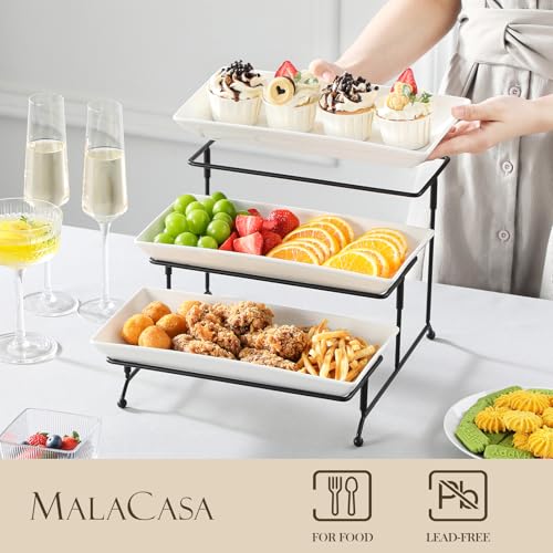 MALACASA 3 Tier Porcelain Serving Trays - Image 3