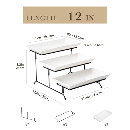 MALACASA 3 Tier Porcelain Serving Trays - Image 2