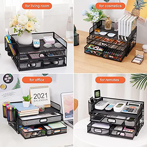 Marbrasse 3 Tier Mesh Desk Organizer with Drawer - Image 4