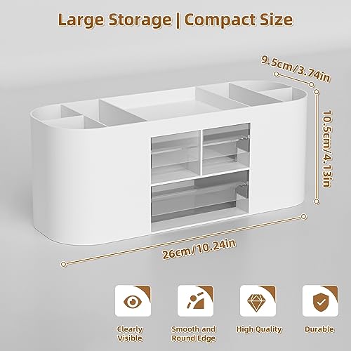 Marbrasse Desk Organizer Pen Holder With Drawers - Image 5