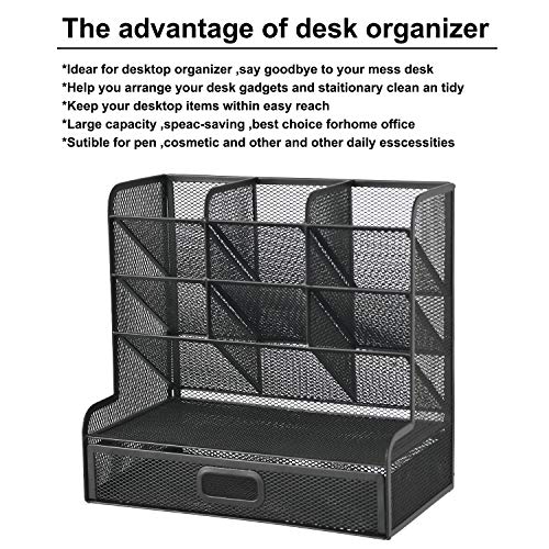 Marbrasse Mesh Desk Organizer, Black Pen Holder - Image 3