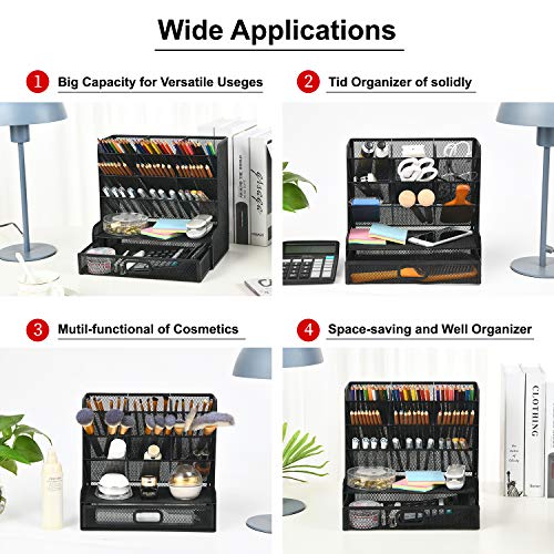 Marbrasse Mesh Desk Organizer, Black Pen Holder - Image 4