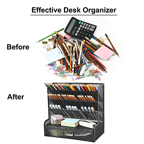 Marbrasse Mesh Desk Organizer, Black Pen Holder - Image 5