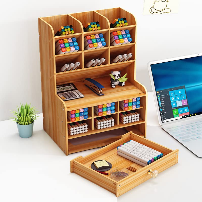 Marbrasse Wooden Desk Organizer B16-Cherry Color - Image 3