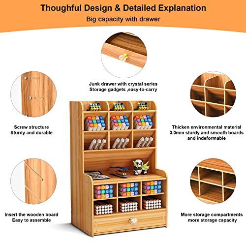 Marbrasse Wooden Desk Organizer B16-Cherry Color - Image 4