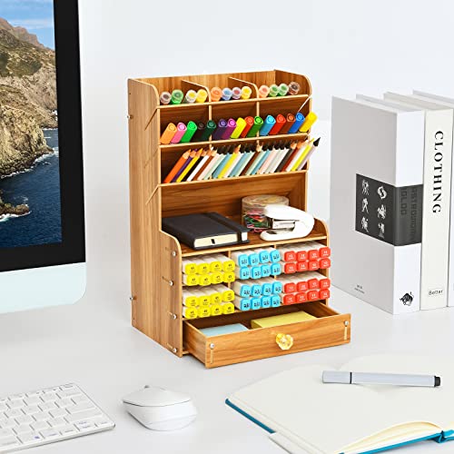 Marbrasse Wooden Desk Organizer B16-Cherry Color - Image 2