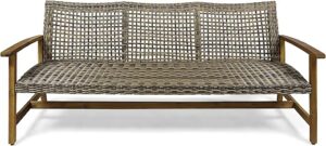 Christopher Knight Home Marcia Outdoor Wood Sofa, Wicker, Gray