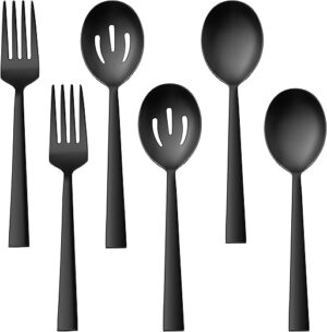 E-far Matte Black Serving Utensils Set, Stainless Steel