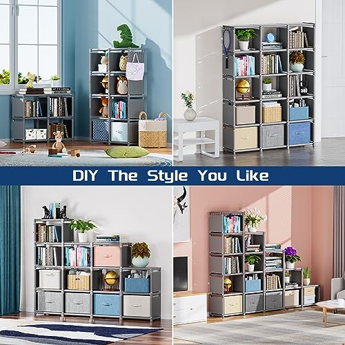 Mavivegue Grey 15 Cube Storage Organizer Shelf - Image 3