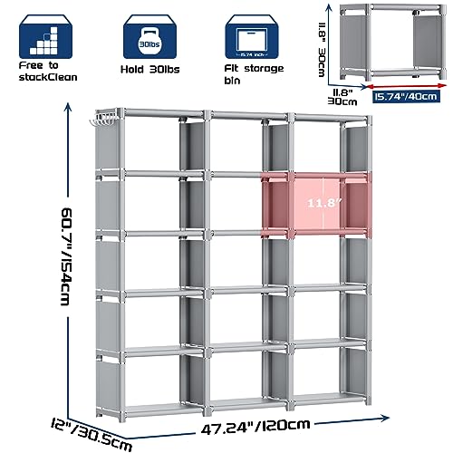 Mavivegue Grey 15 Cube Storage Organizer Shelf - Image 2